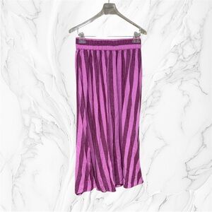 A New Day brand pink and purple striped linen-blend midi picnic skirt XS